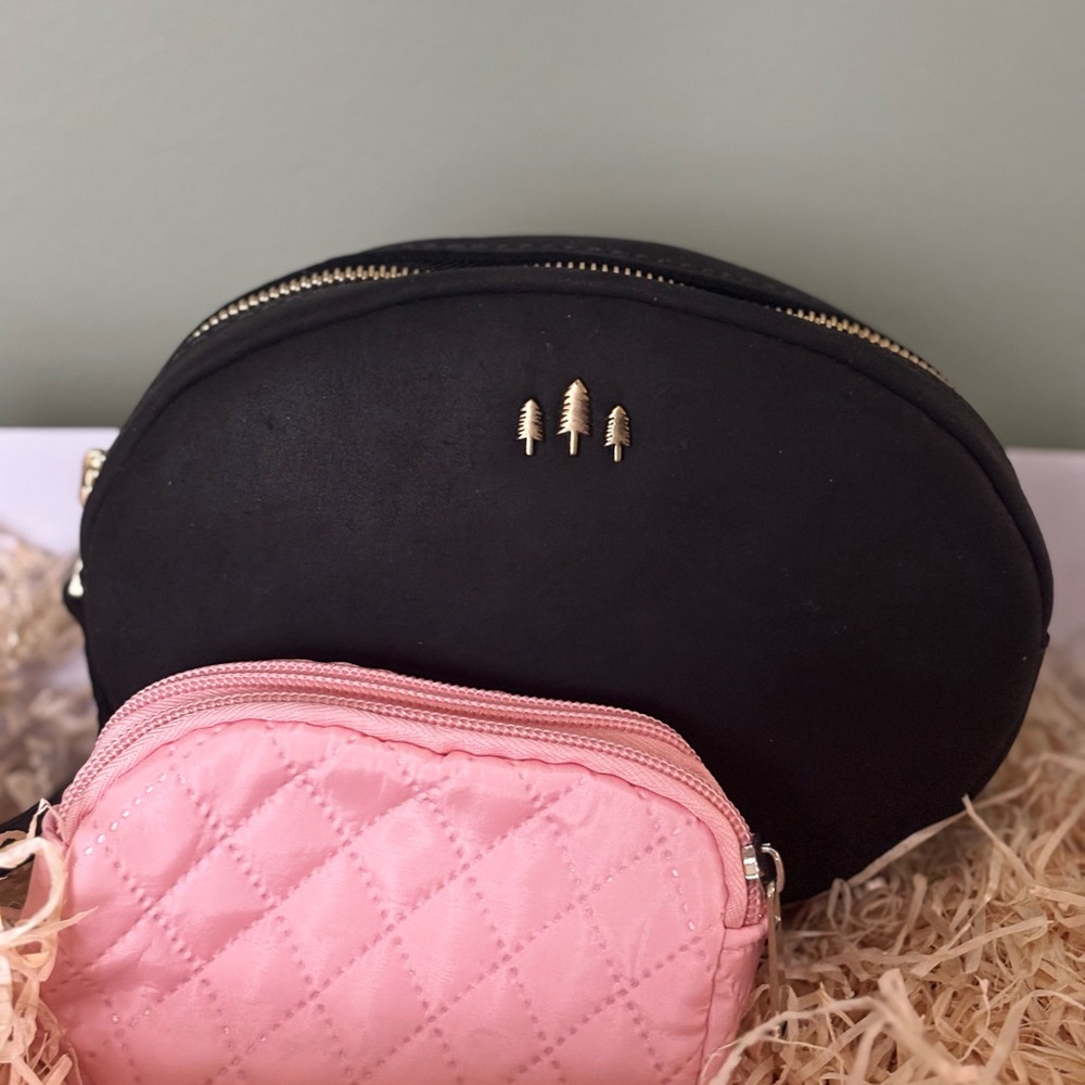 Diamond quilted double zippered nylon pouch aka treasure pouch.